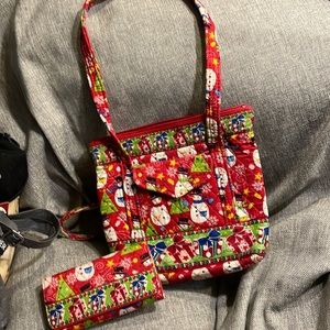 Christmas winter quilted purse & matching wallet
